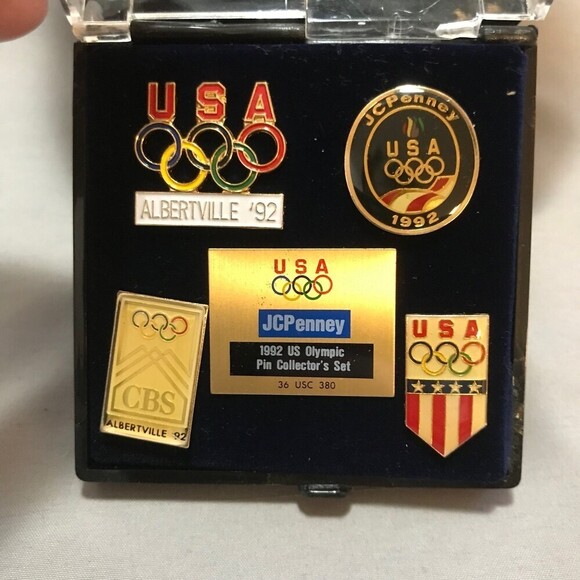 Vintage JCPenney 1992 Albertville Olympics Collector’s Pin Set in Case - Picture 1 of 3